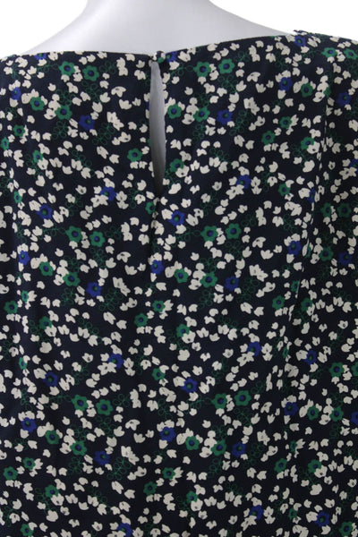 Hobbs London Women Floral Boat Neck Button Blouse 3/4 Sleeve Size 12