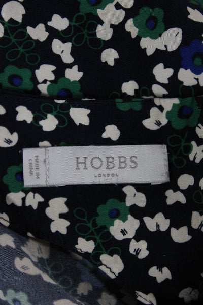 Hobbs London Women Floral Boat Neck Button Blouse 3/4 Sleeve Size 12