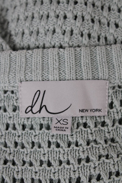 DH New York Women Cropped Tank Green Jutecell V-Neck Solid Sleeveless Size XS