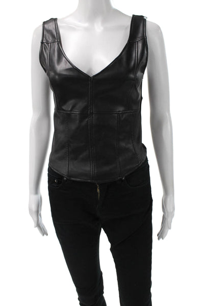 Heartloom Women Black V-Neck Sleeveless Tank Polyester Basic Size S