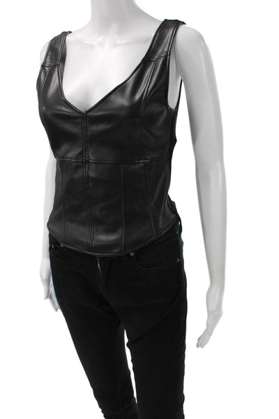 Heartloom Women Black V-Neck Sleeveless Tank Polyester Basic Size S