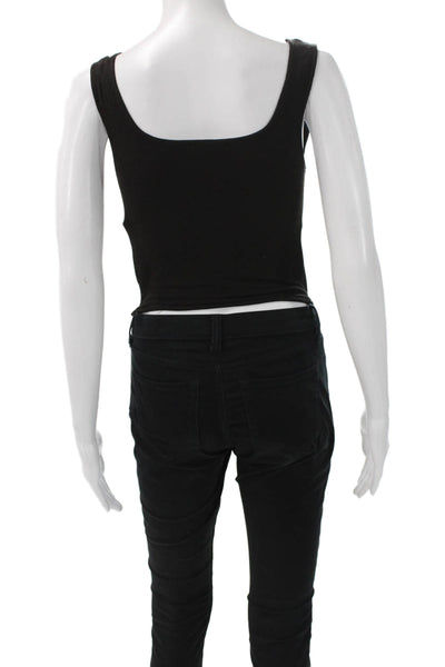 Heartloom Women Black V-Neck Sleeveless Tank Polyester Basic Size S
