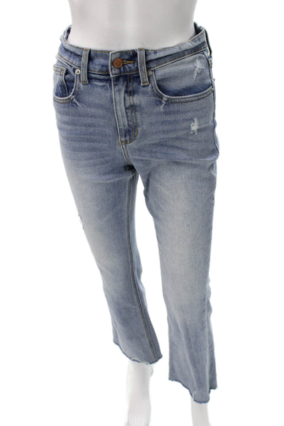 Sneak Peek Womens Cropped High Rise Blue Cotton Jeans Size 25