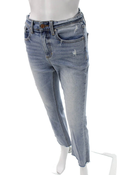 Sneak Peek Womens Cropped High Rise Blue Cotton Jeans Size 25