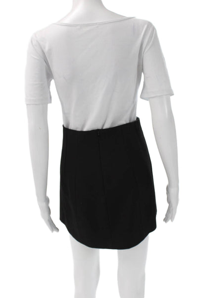 Zara Women Straight Pencil Skirt Black Mini Polyester Blend Zip Size S