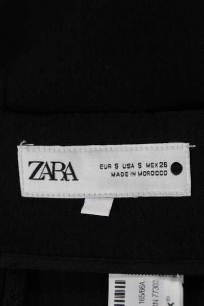 Zara Women Straight Pencil Skirt Black Mini Polyester Blend Zip Size S