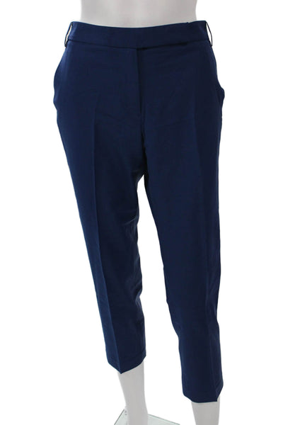 Tibi Womens Ankle Pants Blue Polyester Blend Zip Inseam 25 Size 8