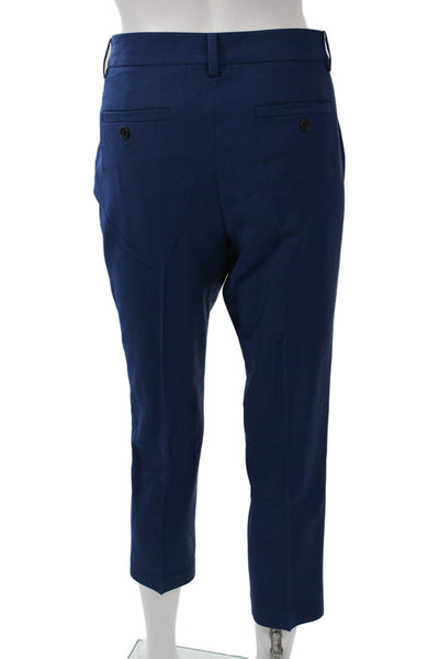 Tibi Womens Ankle Pants Blue Polyester Blend Zip Inseam 25 Size 8
