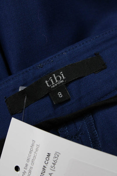 Tibi Womens Ankle Pants Blue Polyester Blend Zip Inseam 25 Size 8