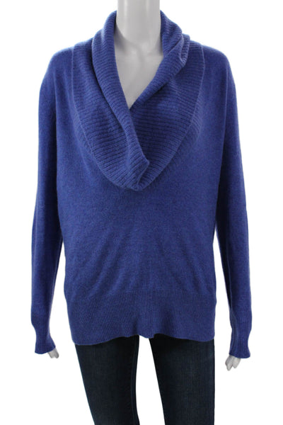 J Crew Women Cashmere Cowl Neck Pullover Sweater Blue Long Sleeve Size S