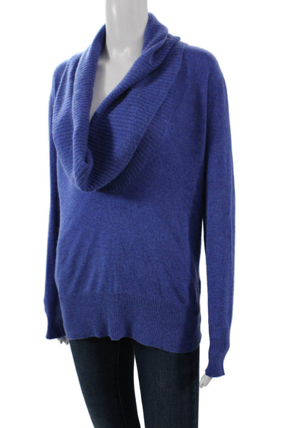 J Crew Women Cashmere Cowl Neck Pullover Sweater Blue Long Sleeve Size S