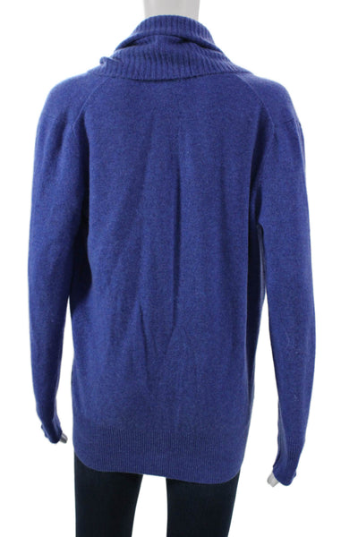 J Crew Women Cashmere Cowl Neck Pullover Sweater Blue Long Sleeve Size S