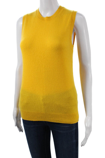 J Crew Women Cashmere Sleeveless Vest Sweater Yellow Crew Neck Size XS