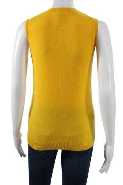 J Crew Women Cashmere Sleeveless Vest Sweater Yellow Crew Neck Size XS