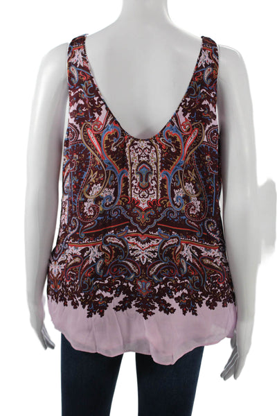 J Crew Women Multicolor Silk Paisley V-Neck Basic Tank Sleeveless Size 8