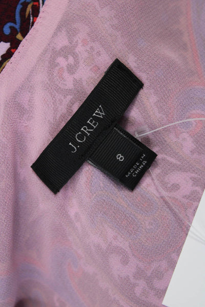 J Crew Women Multicolor Silk Paisley V-Neck Basic Tank Sleeveless Size 8