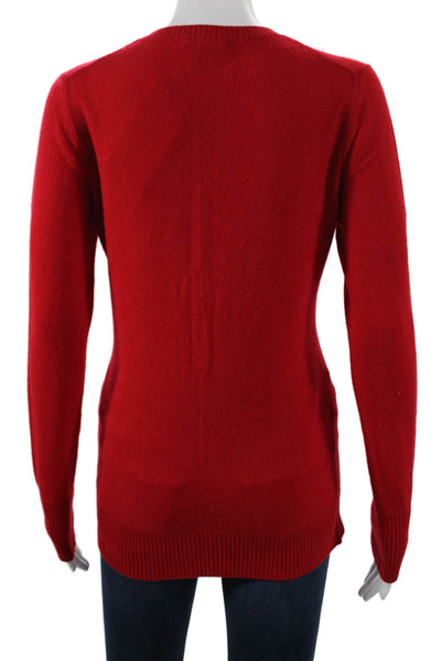 Hayden Women Cashmere Pullover Sweater Red Crew Neck Long Sleeve Size M