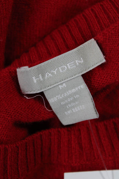 Hayden Women Cashmere Pullover Sweater Red Crew Neck Long Sleeve Size M
