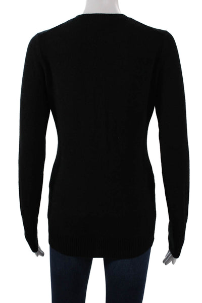 Hayden Womens Cashmere Pullover Sweater Black Crew Neck Long Sleeve Size M