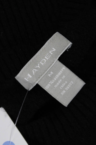 Hayden Womens Cashmere Pullover Sweater Black Crew Neck Long Sleeve Size M