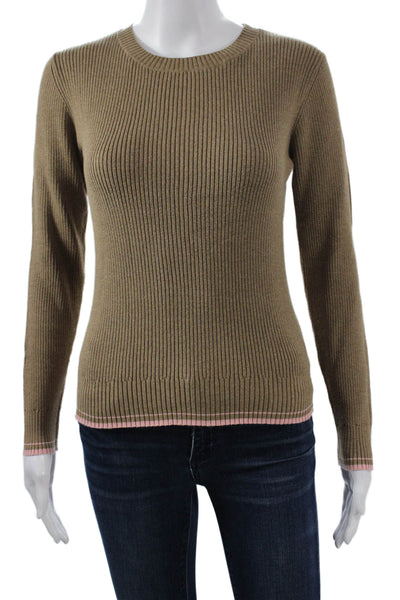 Banana Republic Womens Brown Striped 100% Cotton Pullover Crewneck Size M
