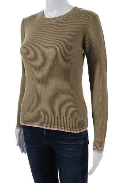 Banana Republic Womens Brown Striped 100% Cotton Pullover Crewneck Size M