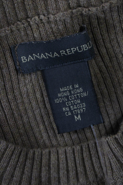 Banana Republic Womens Brown Striped 100% Cotton Pullover Crewneck Size M