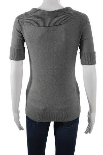 Banana Republic Womens Pullover Silk Collared Short Sleeve Sweater Gray Size XS