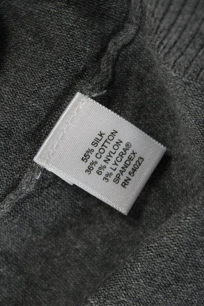 Banana Republic Womens Pullover Silk Collared Short Sleeve Sweater Gray Size XS