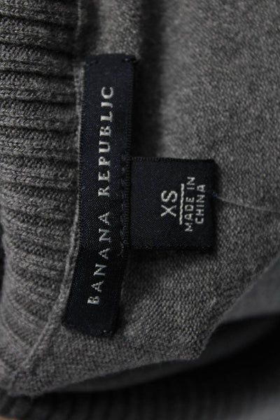 Banana Republic Womens Pullover Silk Collared Short Sleeve Sweater Gray Size XS
