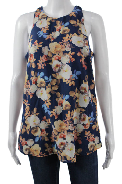 J Crew Womens Silk Floral Sleeveless Basic Tank Button Round Neck Size 6