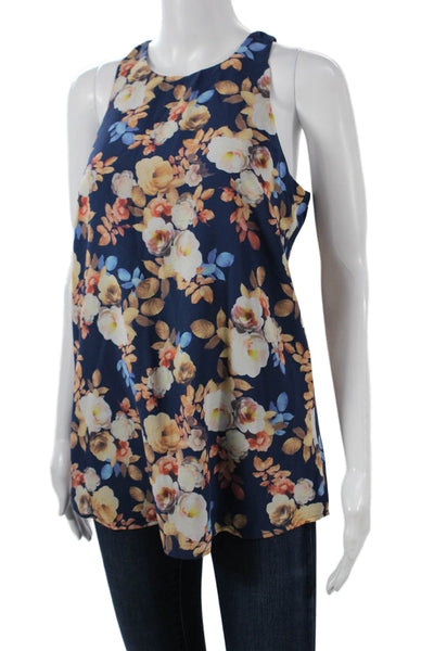 J Crew Womens Silk Floral Sleeveless Basic Tank Button Round Neck Size 6