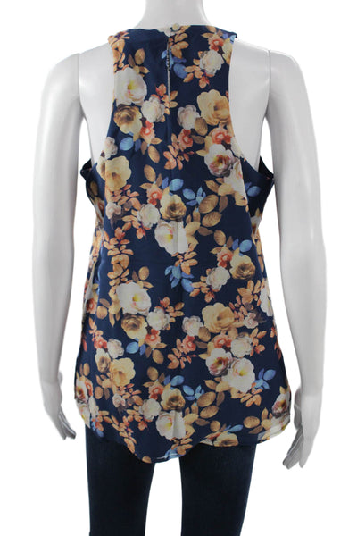 J Crew Womens Silk Floral Sleeveless Basic Tank Button Round Neck Size 6