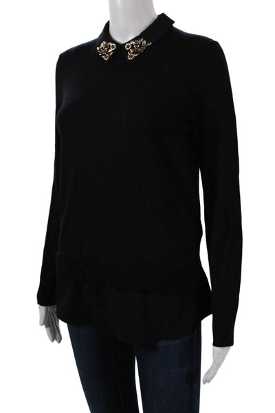 Ted Baker London Womens Black Viscose Pullover Sweater Long Sleeve Size 1