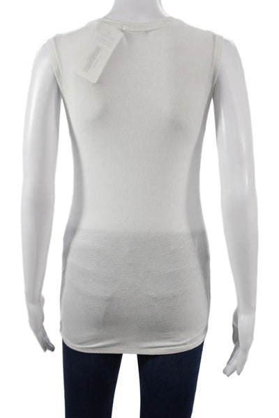 ATM Womens Basic Sleeveless Tank White Crewneck Polyester Blend Size S