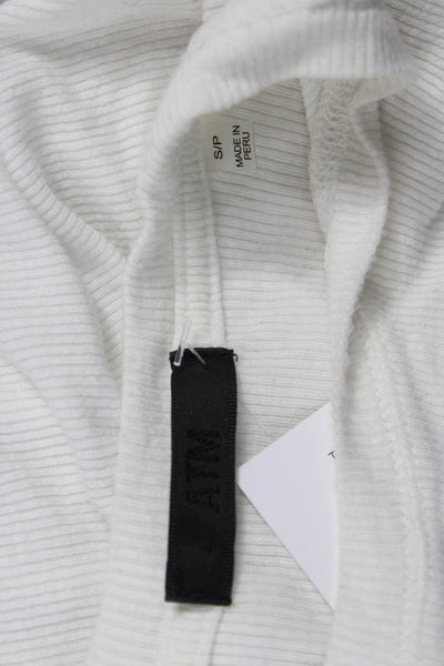 ATM Womens Basic Sleeveless Tank White Crewneck Polyester Blend Size S