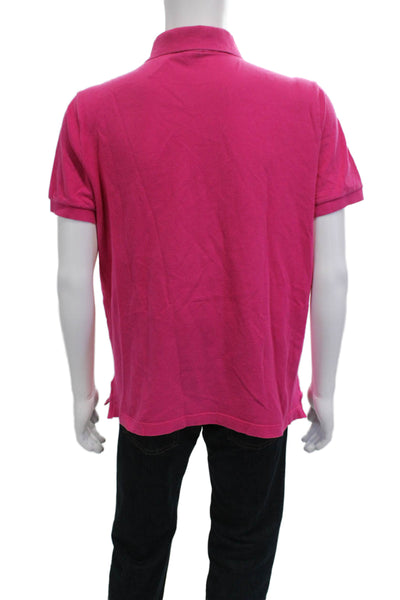Paul & Shark Mens Polo Shirt Pink Cotton Short Sleeve Collared Button Size L