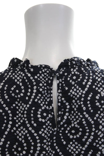 THML Womens Basic High Neck Geometric Short Sleeve Blouse Size S