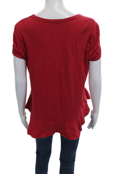 Sundry Womens Red Pima Cotton Basic Round Neck Short Sleeve T-Shirt Size 0