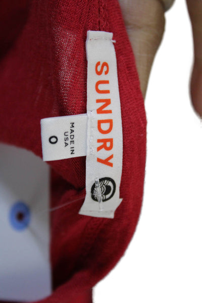Sundry Womens Red Pima Cotton Basic Round Neck Short Sleeve T-Shirt Size 0
