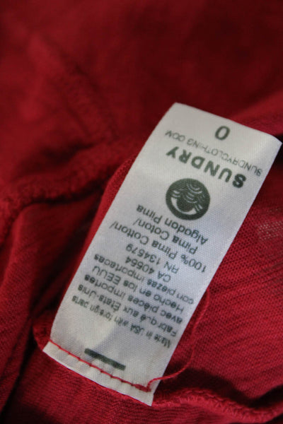 Sundry Womens Red Pima Cotton Basic Round Neck Short Sleeve T-Shirt Size 0