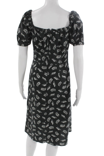 HVN Womens Fit & Flare Black Square Neck Short Sleeve Dress Size 4