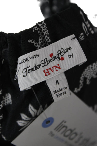 HVN Womens Fit & Flare Black Square Neck Short Sleeve Dress Size 4