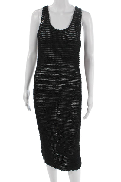 Wilfred Women Black Cotton Tank Dress Scoop Neck Midi Sleeveless Size S