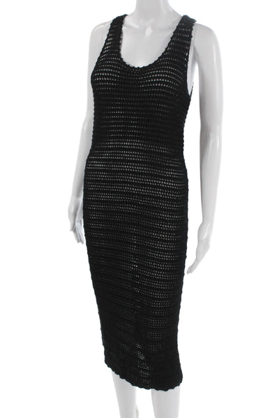 Wilfred Women Black Cotton Tank Dress Scoop Neck Midi Sleeveless Size S