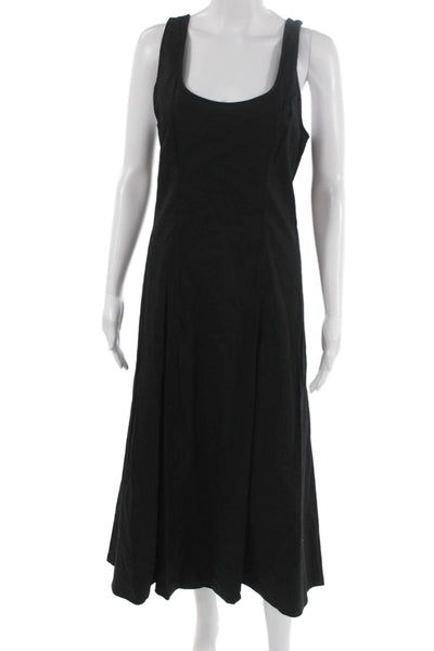 MNG Womens A-Line Black Midi Scoop Neck Sleeveless Viscose Dress Size M