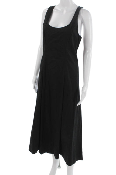 MNG Womens A-Line Black Midi Scoop Neck Sleeveless Viscose Dress Size M