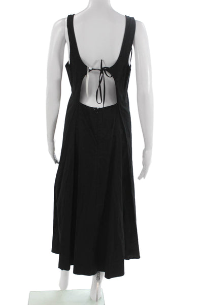 MNG Womens A-Line Black Midi Scoop Neck Sleeveless Viscose Dress Size M