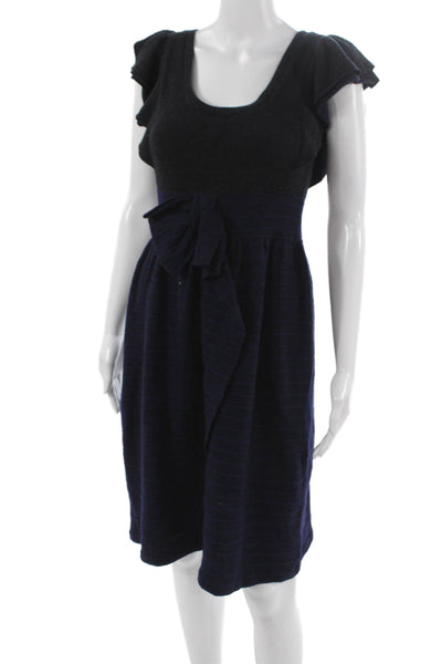 Moth Anthropologie Women Sweater Dress Black Wool Striped Midi Size XS