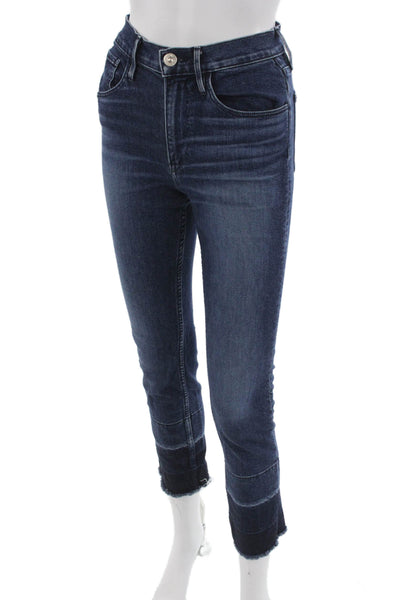 3x1 NYC Womens Cropped High Rise Blue Cotton Blend Jeans Size 25